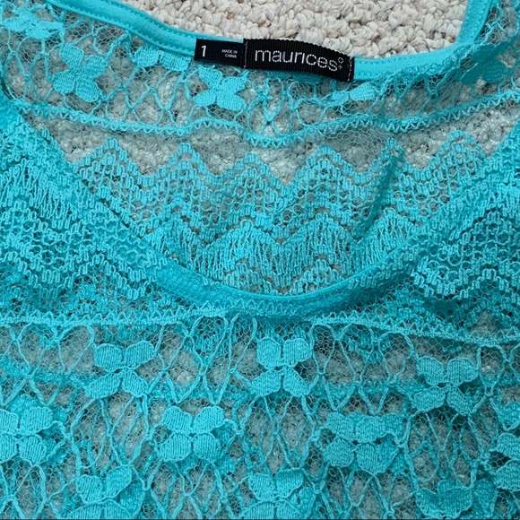 Turquoise Lace Maurice’s Top - Picture 2 of 2